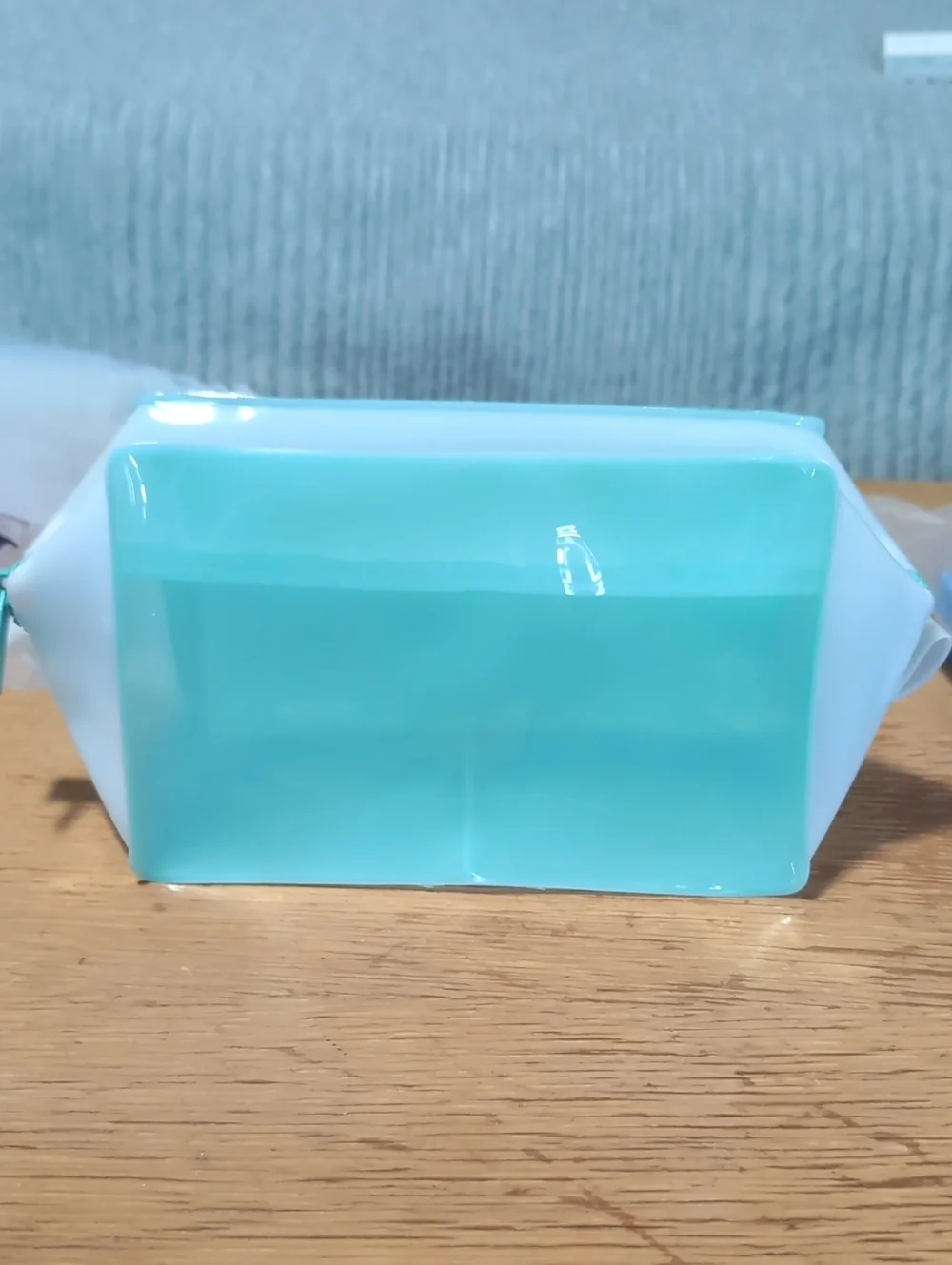 Ulta Beauty Teal and White Glossy Travel Cosmetic Bag